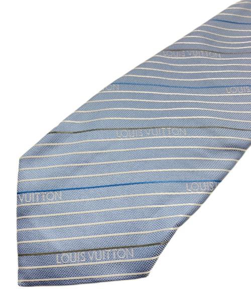 LOUIS VUITTON（ルイ ヴィトン）LOUIS VUITTON (ルイ ヴィトン) ストライプロゴシルクネクタイ ブルー×ホワイト サイズ:表記無の古着・服飾アイテム