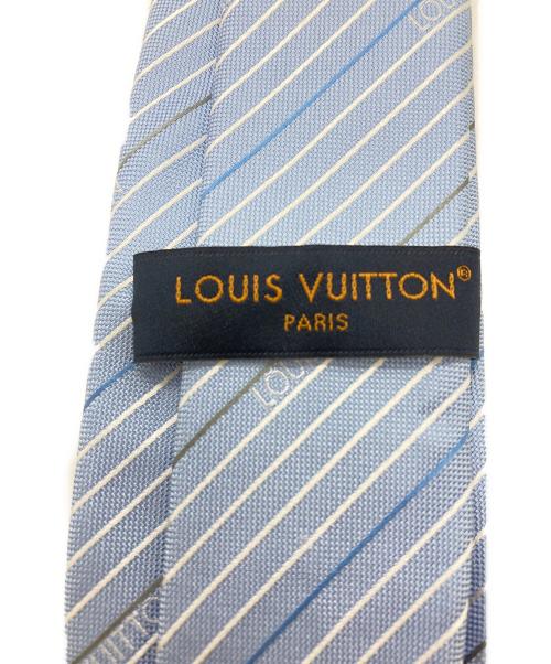 LOUIS VUITTON（ルイ ヴィトン）LOUIS VUITTON (ルイ ヴィトン) ストライプロゴシルクネクタイ ブルー×ホワイト サイズ:表記無の古着・服飾アイテム