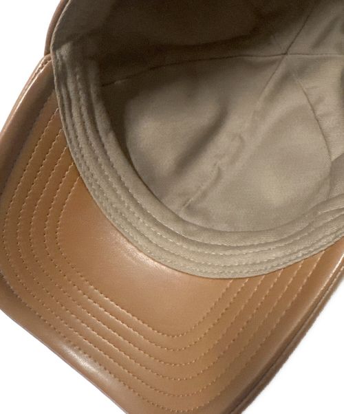 CELINE（セリーヌ）CELINE (セリーヌ) ロゴレザーキャップ ブラウン サイズ:Lの古着・服飾アイテム