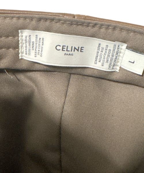 CELINE（セリーヌ）CELINE (セリーヌ) ロゴレザーキャップ ブラウン サイズ:Lの古着・服飾アイテム