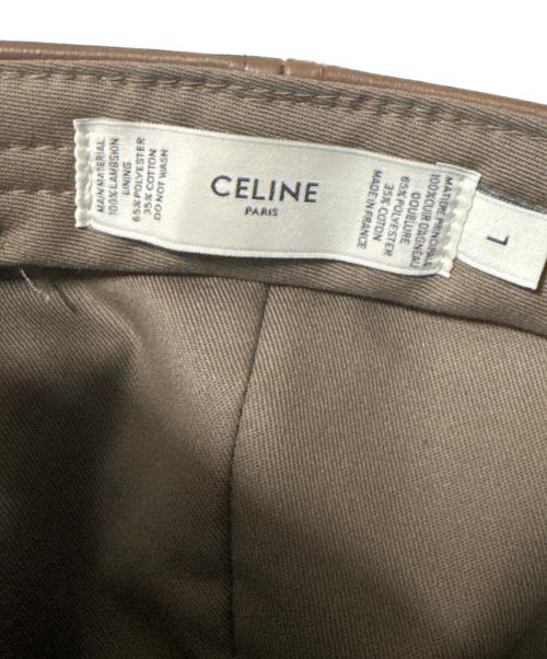 CELINE（セリーヌ）CELINE (セリーヌ) ロゴベースボールレザーキャップ ブラウン サイズ:Lの古着・服飾アイテム