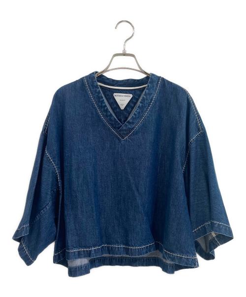 BOTTEGA VENETA（ボッテガベネタ）BOTTEGA VENETA (ボッテガベネタ) クロップド デニム シャツ ネイビー サイズ:40の古着・服飾アイテム