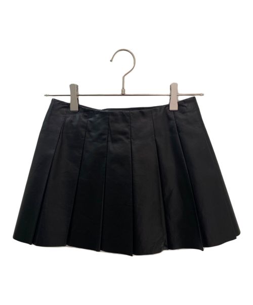 PRADA（プラダ）PRADA (プラダ) レザー プリーツスカート ブラック サイズ:38の古着・服飾アイテム