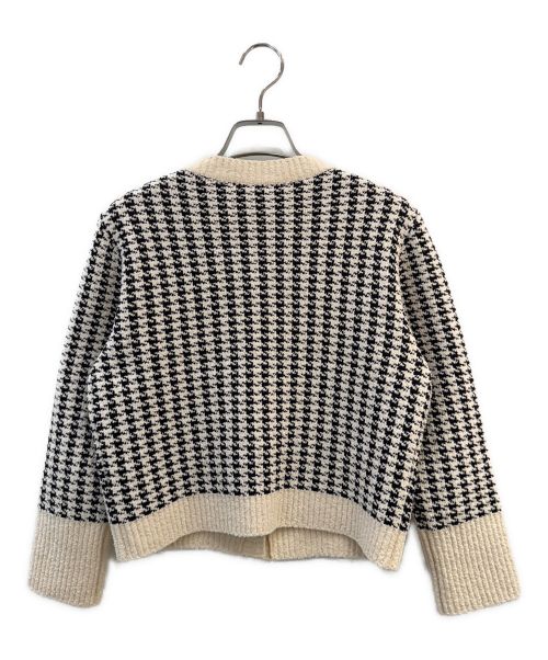 Christian Dior（クリスチャン ディオール）Christian Dior (クリスチャン ディオール) 千鳥格子アンサンブルカーディガン アイボリー×ブラック サイズ:38の古着・服飾アイテム