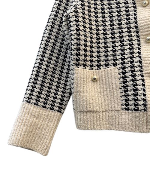 Christian Dior（クリスチャン ディオール）Christian Dior (クリスチャン ディオール) 千鳥格子アンサンブルカーディガン アイボリー×ブラック サイズ:38の古着・服飾アイテム