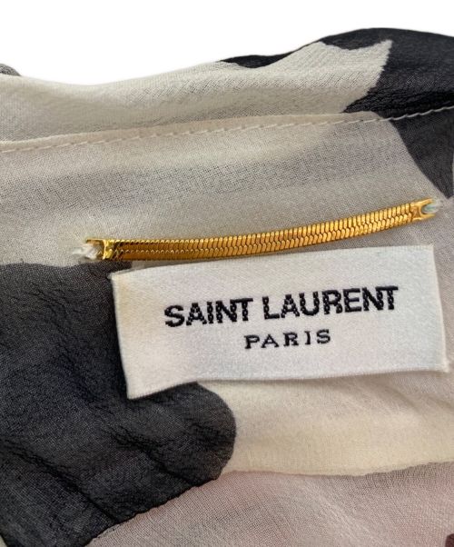 Saint Laurent Paris（サンローランパリ）Saint Laurent Paris (サンローランパリ) シルクモスリン ブラウス ホワイト×ブラック サイズ:34の古着・服飾アイテム