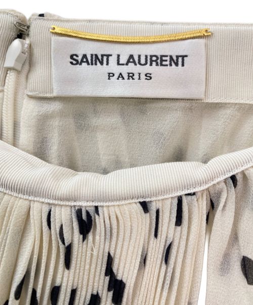 Saint Laurent Paris（サンローランパリ）Saint Laurent Paris (サンローランパリ) ドットロングスカート ホワイト×ブラック サイズ:34の古着・服飾アイテム
