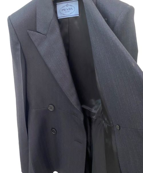 PRADA（プラダ）PRADA (プラダ) ダブルブレストギャバジンジャケット ブラック サイズ:36の古着・服飾アイテム