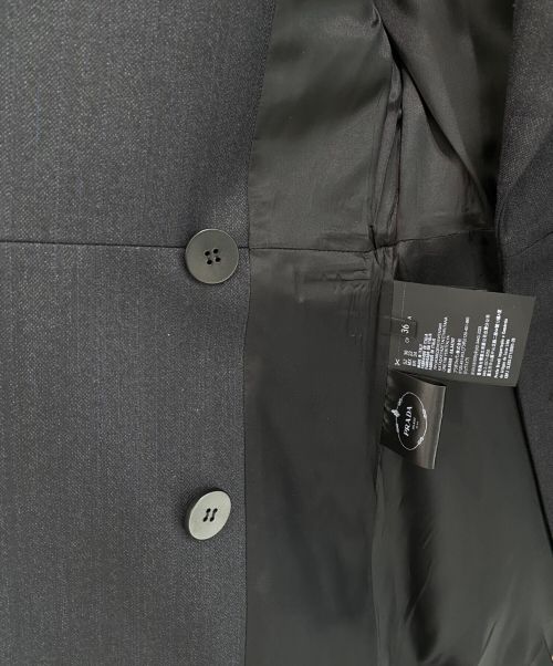 PRADA（プラダ）PRADA (プラダ) ダブルブレストギャバジンジャケット ブラック サイズ:36の古着・服飾アイテム