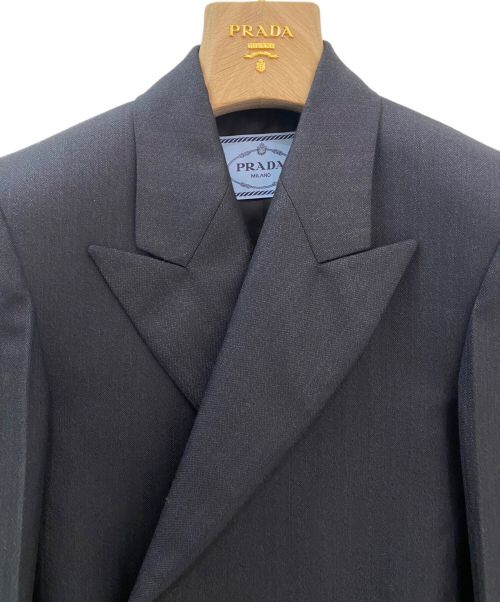 PRADA（プラダ）PRADA (プラダ) ダブルブレストギャバジンジャケット ブラック サイズ:36の古着・服飾アイテム