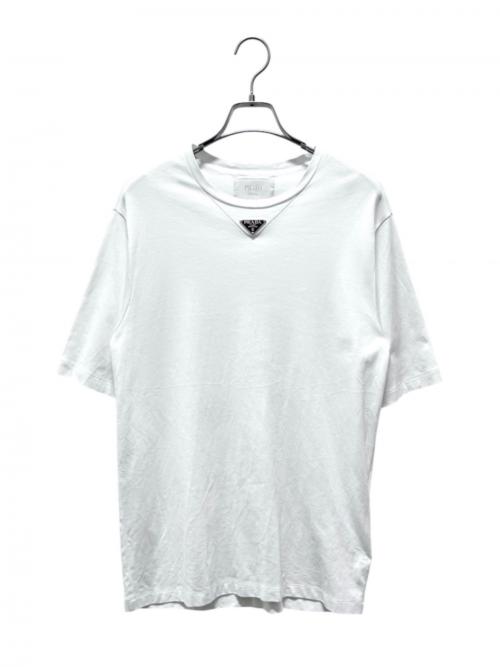 PRADA（プラダ）PRADA (プラダ) トライアングルプレートコットンTシャツ ホワイト サイズ:XXSの古着・服飾アイテム
