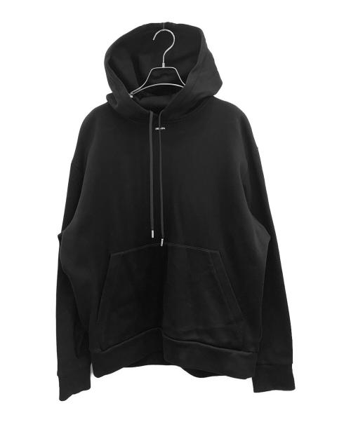PRADA（プラダ）PRADA (プラダ) ロゴプリントコットンフーディ― ブラック サイズ:Mの古着・服飾アイテム