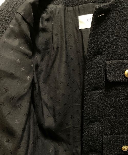 CELINE（セリーヌ）CELINE (セリーヌ) ツイードジャケット ブラック サイズ:36の古着・服飾アイテム