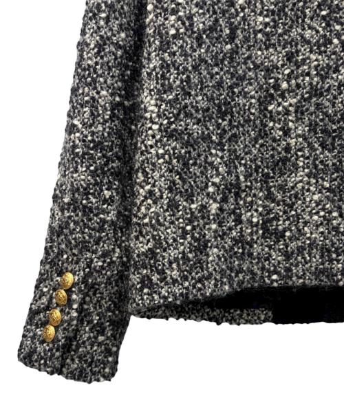 CELINE（セリーヌ）CELINE (セリーヌ) ノーカラーツイードジャケット ブラック×ホワイト サイズ:34の古着・服飾アイテム