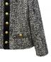 中古・古着 CELINE (セリーヌ) ノーカラーツイードジャケット ブラック×ホワイト サイズ:34：200000円