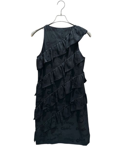 CHANEL（シャネル）CHANEL (シャネル) ロゴノースリーブシルクワンピース ブラック サイズ:34の古着・服飾アイテム