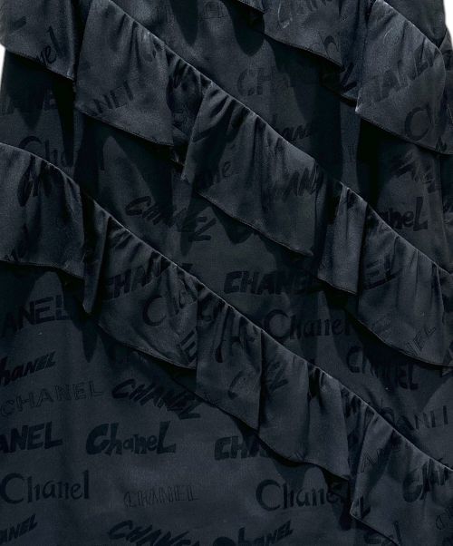 CHANEL（シャネル）CHANEL (シャネル) ロゴノースリーブシルクワンピース ブラック サイズ:34の古着・服飾アイテム