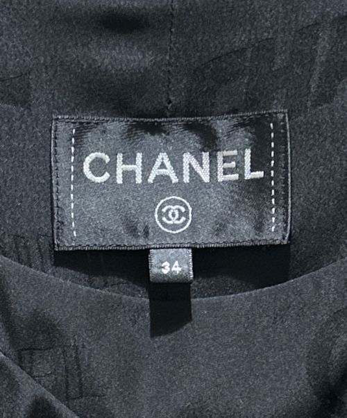 CHANEL（シャネル）CHANEL (シャネル) ロゴノースリーブシルクワンピース ブラック サイズ:34の古着・服飾アイテム