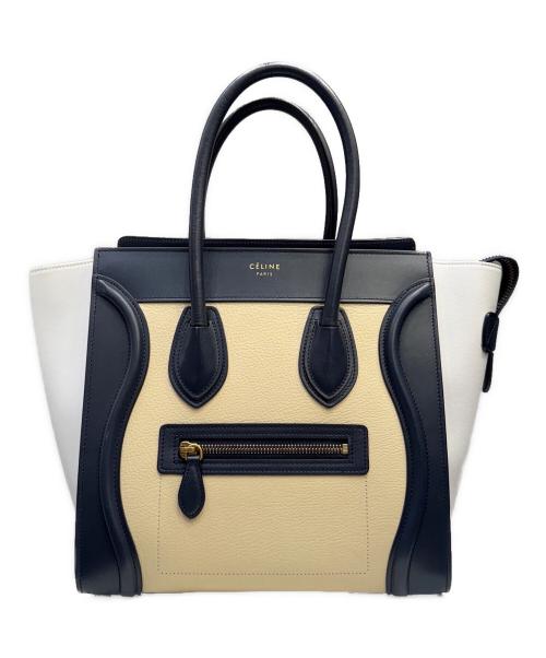CELINE（セリーヌ）CELINE (セリーヌ) ラゲージバッグミディアム ブルー×ホワイト×ベージュ サイズ:ミディアムの古着・服飾アイテム