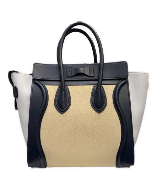 CELINE（セリーヌ）CELINE (セリーヌ) ラゲージバッグミディアム ブルー×ホワイト×ベージュ サイズ:ミディアムの古着・服飾アイテム