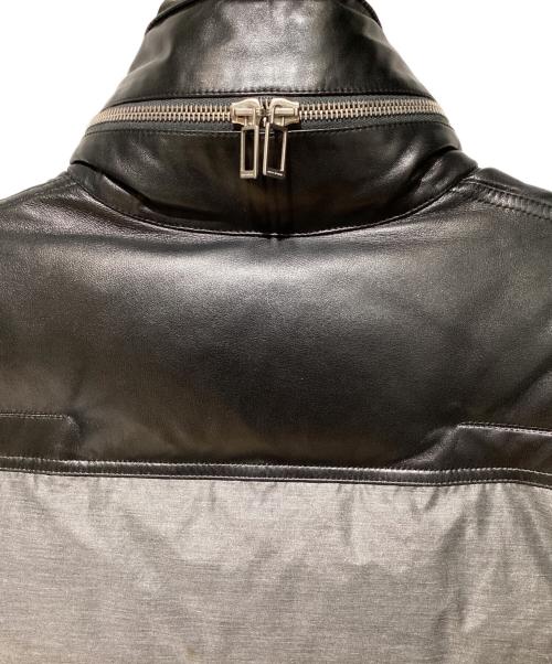 DIOR HOMME（ディオール オム）DIOR HOMME (ディオール オム) レザートリムダウンジャケット グレー サイズ:44の古着・服飾アイテム