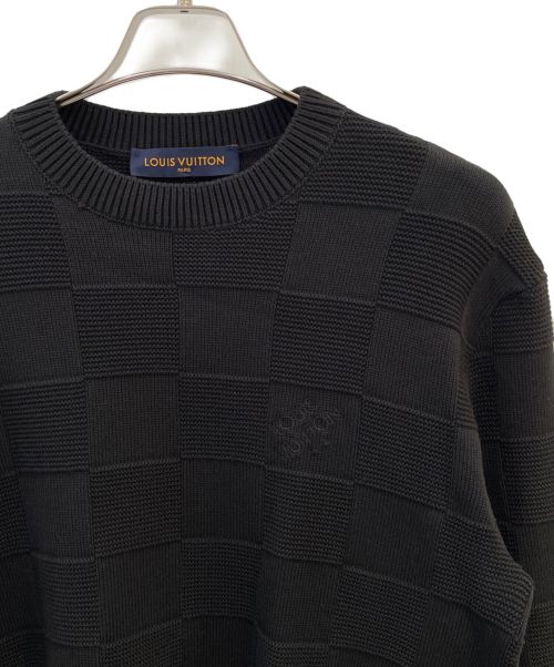 LOUIS VUITTON（ルイ ヴィトン）LOUIS VUITTON (ルイ ヴィトン) ダミエ柄ニット ブラック サイズ:Sの古着・服飾アイテム