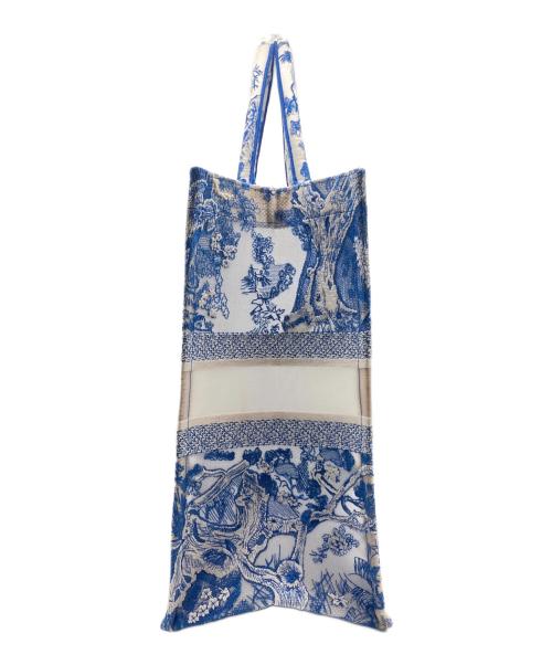 Christian Dior（クリスチャン ディオール）Christian Dior (クリスチャン ディオール) ブック トート トワルドゥ ジュイ ラージ ブルー×ホワイト サイズ:ラージの古着・服飾アイテム