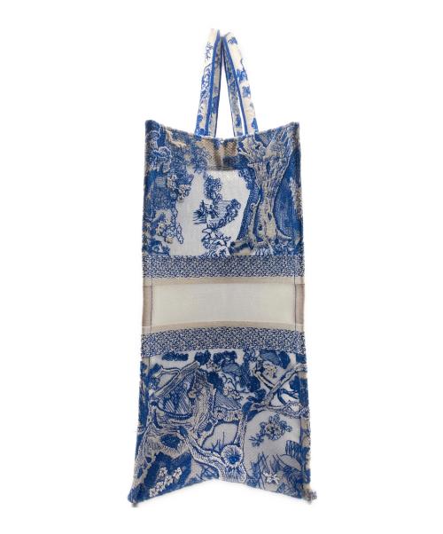Christian Dior（クリスチャン ディオール）Christian Dior (クリスチャン ディオール) ブック トート トワルドゥ ジュイ ラージ ブルー×ホワイト サイズ:ラージの古着・服飾アイテム