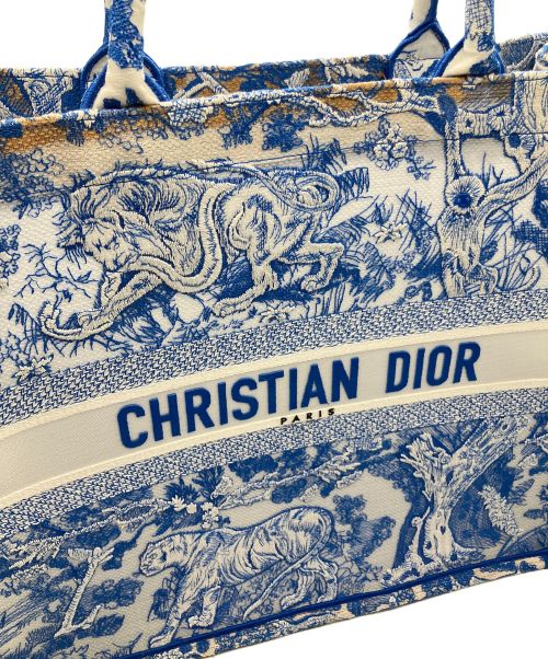 Christian Dior（クリスチャン ディオール）Christian Dior (クリスチャン ディオール) ブック トート トワルドゥ ジュイ ラージ ブルー×ホワイト サイズ:ラージの古着・服飾アイテム