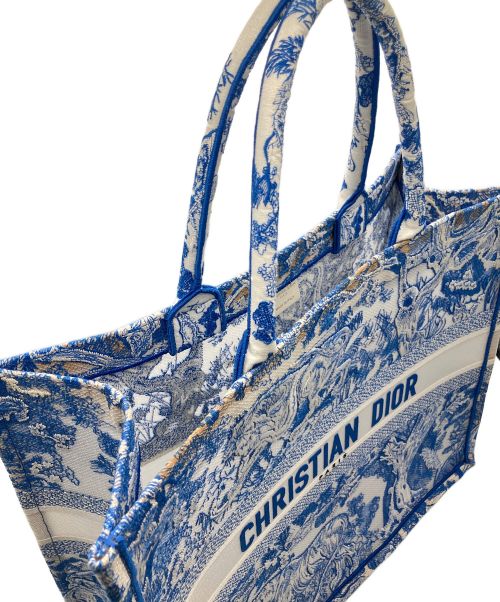 Christian Dior（クリスチャン ディオール）Christian Dior (クリスチャン ディオール) ブック トート トワルドゥ ジュイ ラージ ブルー×ホワイト サイズ:ラージの古着・服飾アイテム
