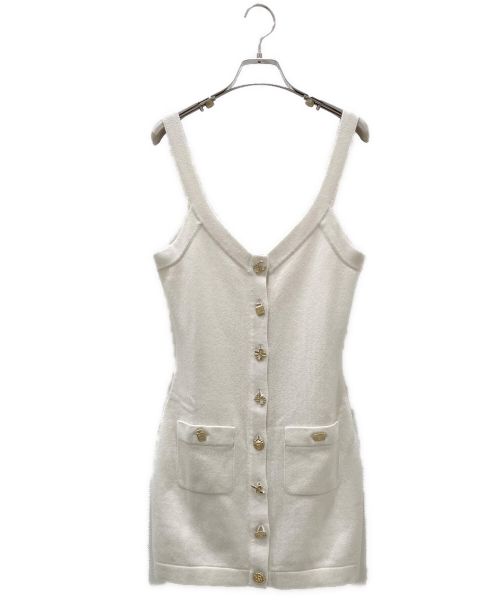 CHANEL（シャネル）CHANEL (シャネル) モチーフボタンカシミヤニットワンピース アイボリー サイズ:34の古着・服飾アイテム
