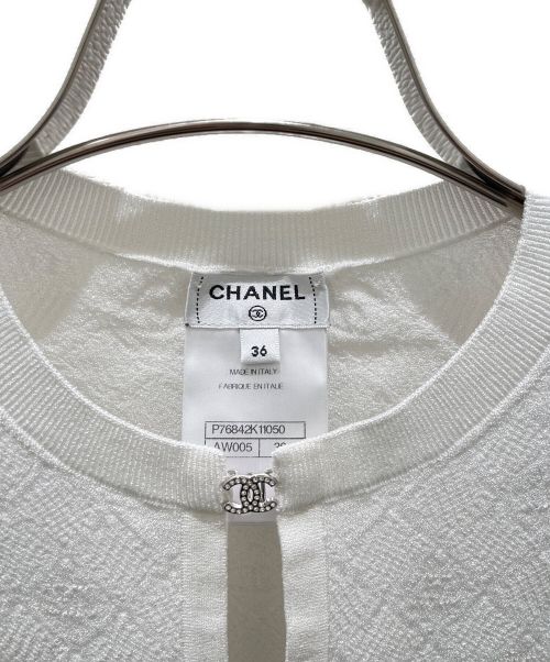 CHANEL（シャネル）CHANEL (シャネル) ココボタンニットカーディガン ホワイト サイズ:36の古着・服飾アイテム