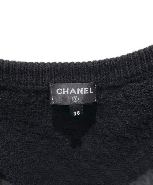 CHANEL（シャネル）CHANEL (シャネル) チェーンショルダーニット ブラック×ゴールド サイズ:38の古着・服飾アイテム