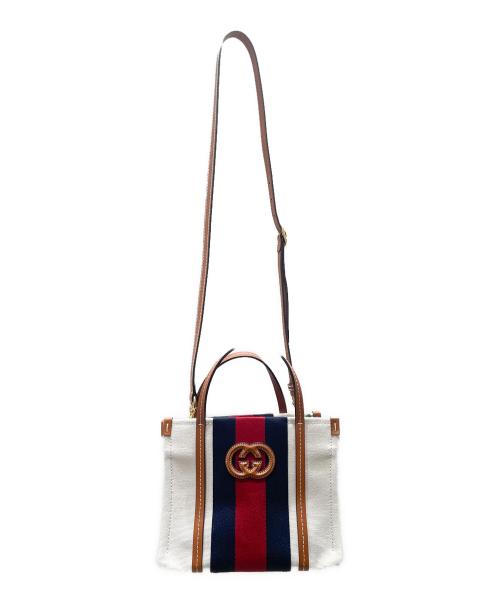 GUCCI（グッチ）GUCCI (グッチ) センターロッキングG ミニトートバッグ ナチュラル×ブラウン サイズ:ミニの古着・服飾アイテム