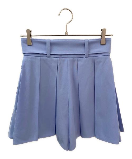 patou（パトゥ）patou (パトゥ) ベルト付きウール プリーツショートパンツ スカイブルー サイズ:34の古着・服飾アイテム
