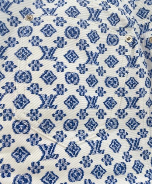 LOUIS VUITTON（ルイ ヴィトン）LOUIS VUITTON (ルイ ヴィトン) ブラーリィモノグラムミニスカート ホワイト×ブルー サイズ:34 未使用品の古着・服飾アイテム