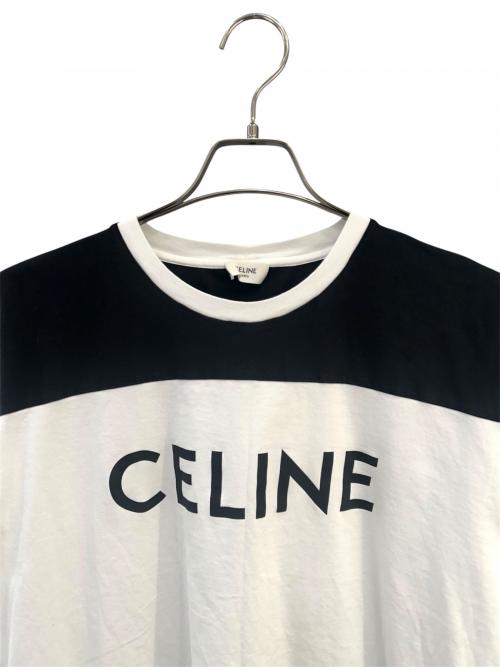 CELINE（セリーヌ）CELINE (セリーヌ) バイカラーロゴプリントTシャツ ホワイト サイズ:Sの古着・服飾アイテム
