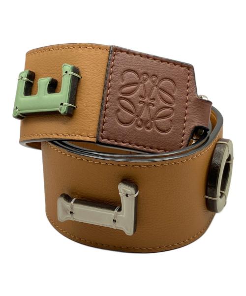 LOEWE（ロエベ）LOEWE (ロエベ) 立体ロゴレザーストラップ ブラウン×マルチカラー サイズ:-の古着・服飾アイテム