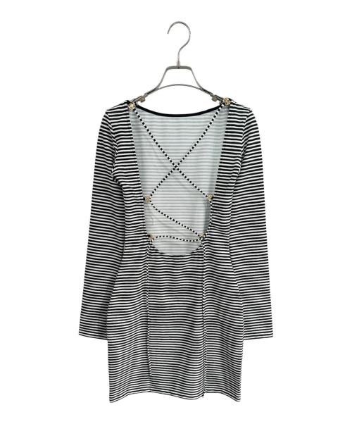 LOUIS VUITTON（ルイ ヴィトン）LOUIS VUITTON (ルイ ヴィトン) オープンバッグストライプドレス ホワイト×ブラック サイズ:XSの古着・服飾アイテム