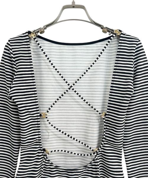 LOUIS VUITTON（ルイ ヴィトン）LOUIS VUITTON (ルイ ヴィトン) オープンバッグストライプドレス ホワイト×ブラック サイズ:XSの古着・服飾アイテム