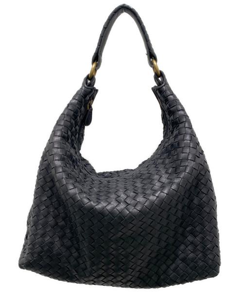 BOTTEGA VENETA（ボッテガベネタ）BOTTEGA VENETA (ボッテガベネタ) イントレチャートワンショルダーバッグ ブラックの古着・服飾アイテム