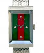 GUCCIグッチ）の古着「G-Frame Watch/G-フレームウォッチ/Ref.147.4/シェリーライン文字盤」｜グリーン×レッド