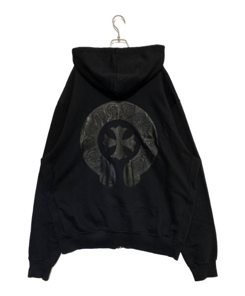 CHROME HEARTS（クロムハーツ）CHROME HEARTS (クロムハーツ) バックホースシューレザーパッチパーカー ブラック サイズ:XXLの古着・服飾アイテム