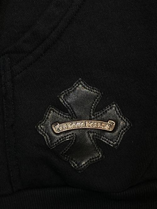 CHROME HEARTS（クロムハーツ）CHROME HEARTS (クロムハーツ) バックホースシューレザーパッチパーカー ブラック サイズ:XXLの古着・服飾アイテム
