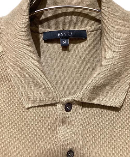 GUCCI（グッチ）GUCCI (グッチ) 刺繍ポロシャツ ベージュ サイズ:Mの古着・服飾アイテム