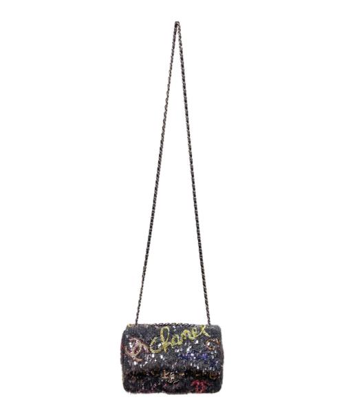 CHANEL（シャネル）CHANEL (シャネル) 24AW/スパンコールスモールフラップバッグ20 ブラック×マルチカラー サイズ:20の古着・服飾アイテム