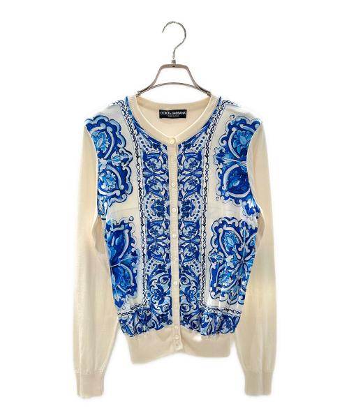DOLCE & GABBANA（ドルチェ＆ガッバーナ）DOLCE & GABBANA (ドルチェ＆ガッバーナ) フローラルシルクカーディガン アイボリー サイズ:44の古着・服飾アイテム