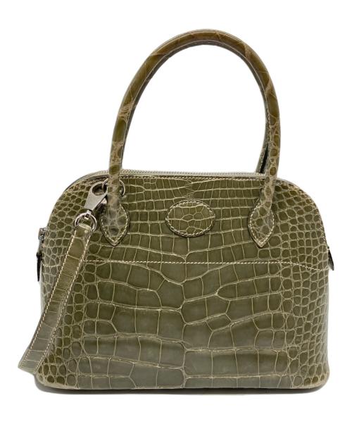 HERMES（エルメス）HERMES (エルメス) ボリード 27/シルバー金具/オリーブ系/アリゲーターシャイン/□D刻印：2000年製 オリーブ系 サイズ:27の古着・服飾アイテム