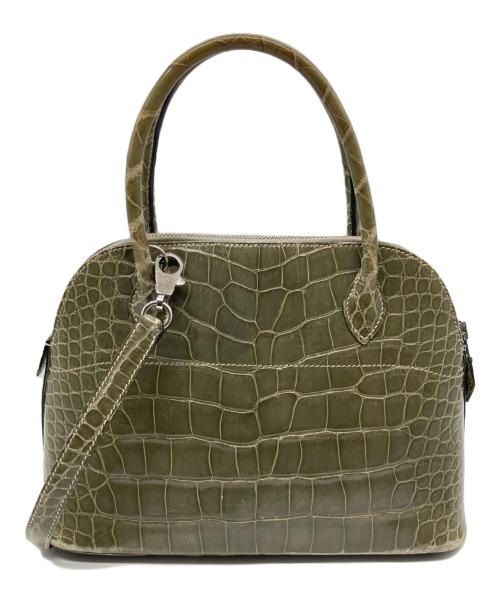 HERMES（エルメス）HERMES (エルメス) ボリード 27/シルバー金具/オリーブ系/アリゲーターシャイン/□D刻印：2000年製 オリーブ系 サイズ:27の古着・服飾アイテム