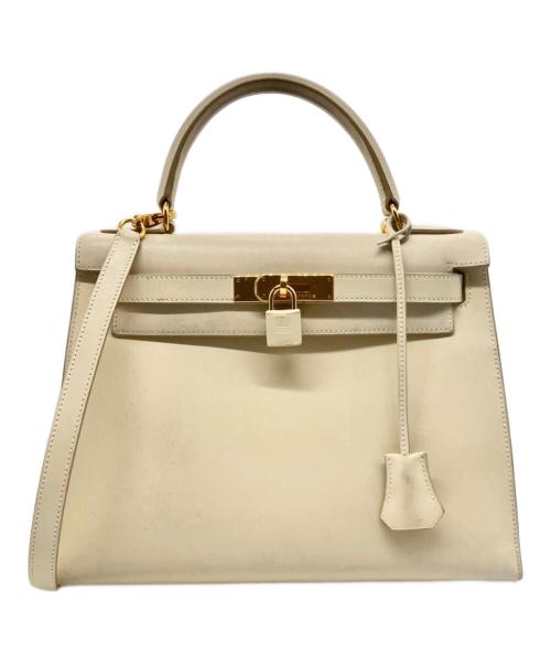 HERMES（エルメス）HERMES (エルメス) ケリー28 外縫い ゴールド金具 □B刻印：1998年製 アイボリー系 サイズ:28の古着・服飾アイテム